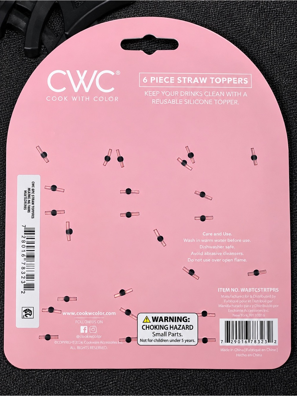CWC 6-Piece Silicone Straw Toppers - Multicolor - Picture 2 of 2